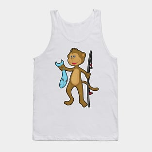 Monkey at Fishing with Fishing rod & Fish Tank Top